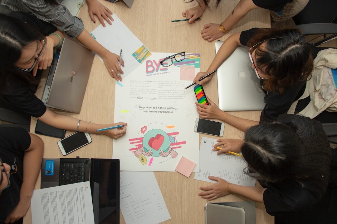 team giving feedback in circle